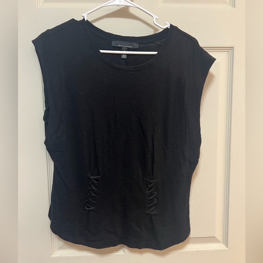 White House Black Market Black Lace-Up Sleeveless Top
